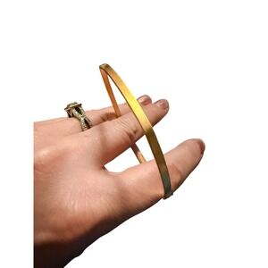 Twenty Two West Gold Square Bangle Bracelet Thread Wrapped Geometric Artisan